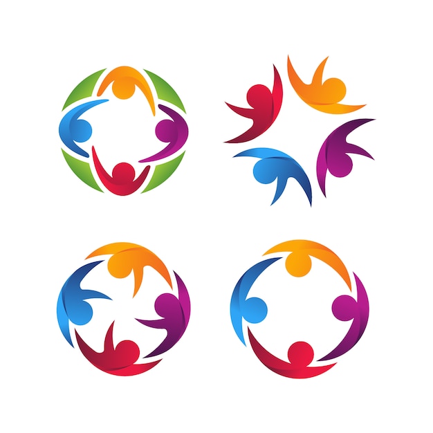 Premium Vector | Four human unity colorful logo vector template