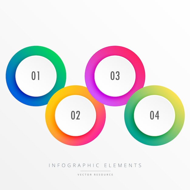 Four Infographics Circles With Different Colors Vector Free Download