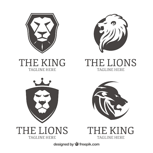 Download Free Download This Free Vector Four Lion Logos Black And White Use our free logo maker to create a logo and build your brand. Put your logo on business cards, promotional products, or your website for brand visibility.