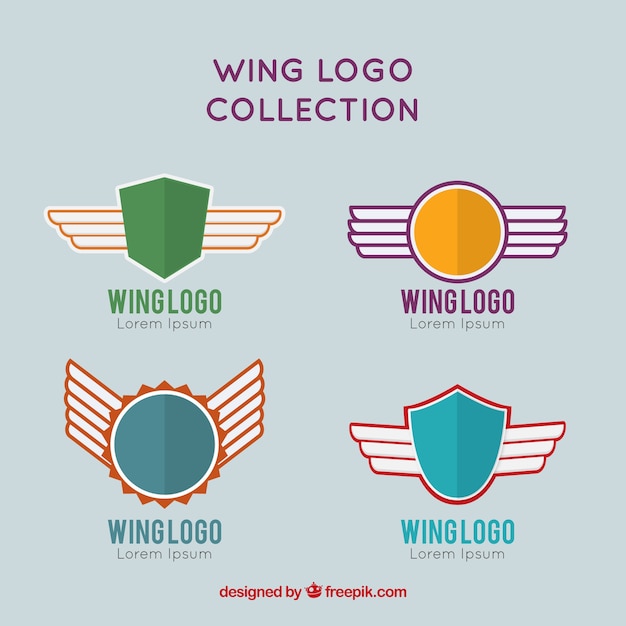 Download Free Download This Free Vector Four Logos Of Shields With Wings Use our free logo maker to create a logo and build your brand. Put your logo on business cards, promotional products, or your website for brand visibility.