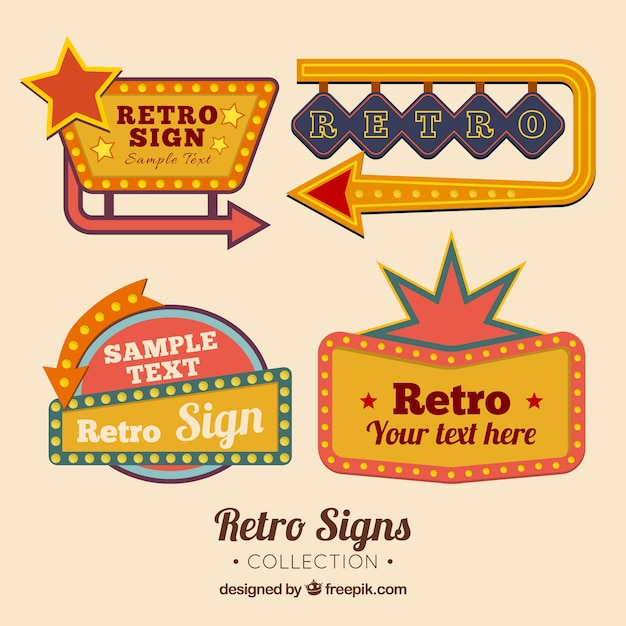 Four outdoor signs, retro style Vector | Free Download