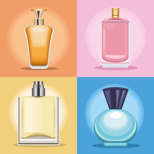 Premium Vector | Four perfumes bottles icons