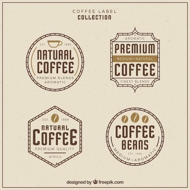 Four premium retro coffee stickers