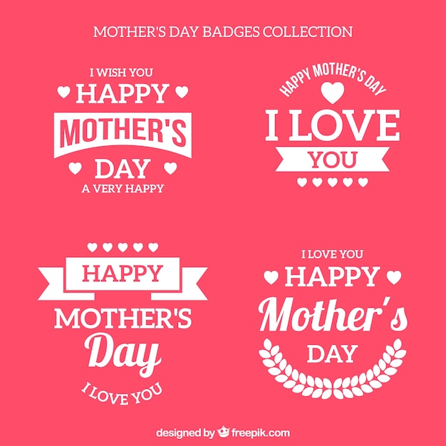 Free Vector | Four retro mother day stickers