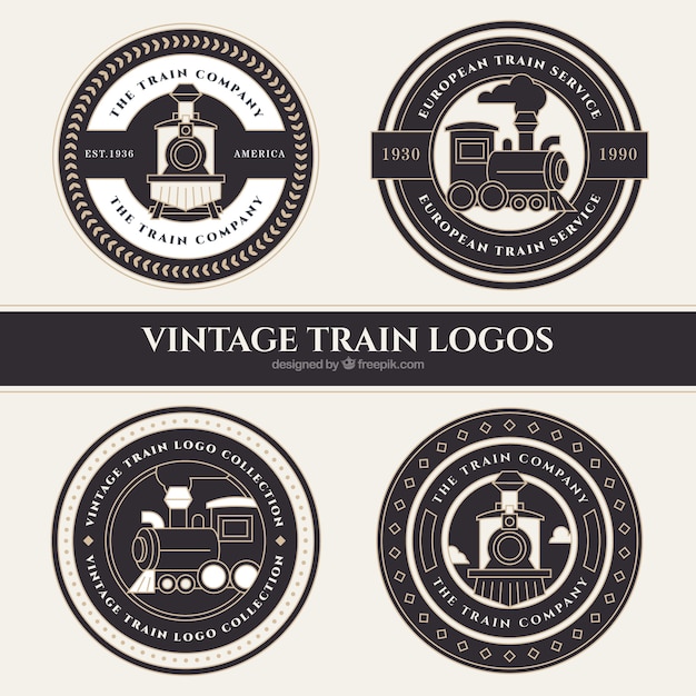 Download Free Download Free Four Round Train Logos In Vintage Style Vector Freepik Use our free logo maker to create a logo and build your brand. Put your logo on business cards, promotional products, or your website for brand visibility.
