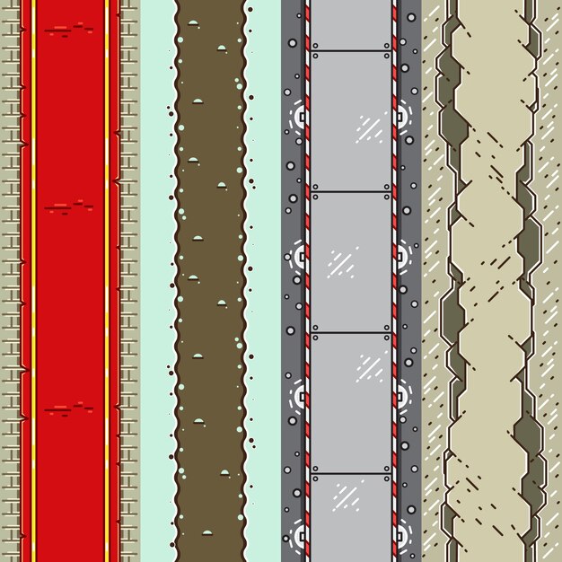 Four top-down backgrounds for creating video games Premium Vector