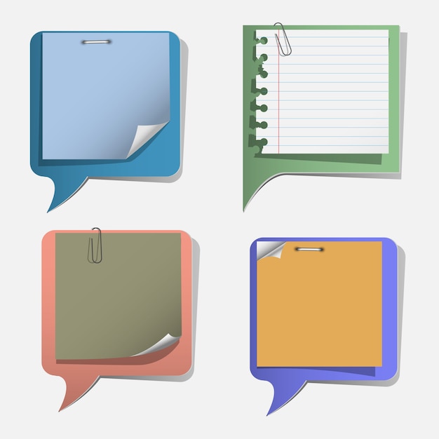 Four torn paper speech bubbles Premium Vector