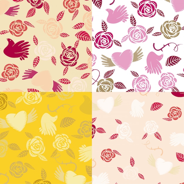 Four vector valentine seamless pattern Premium Vector