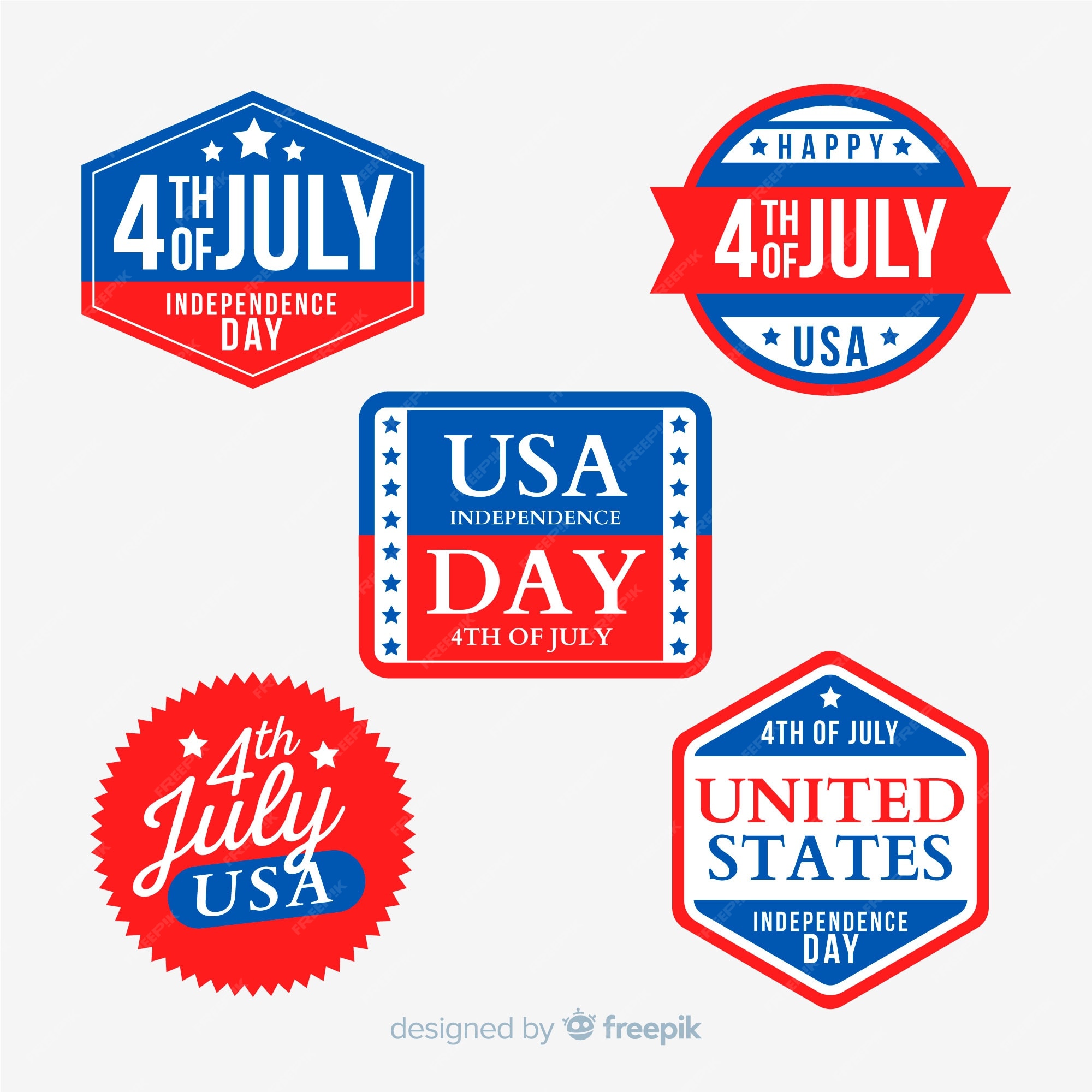 Free Vector Fourth Of July Badge Collection