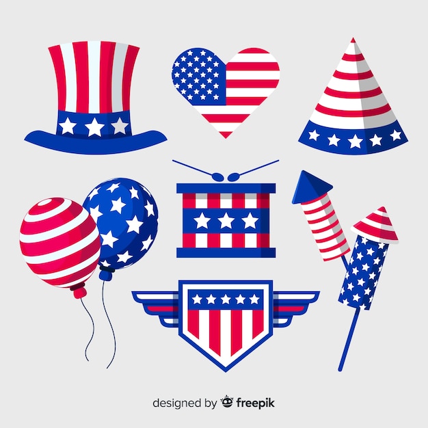 Fourth Of July Element Collection Free Vector