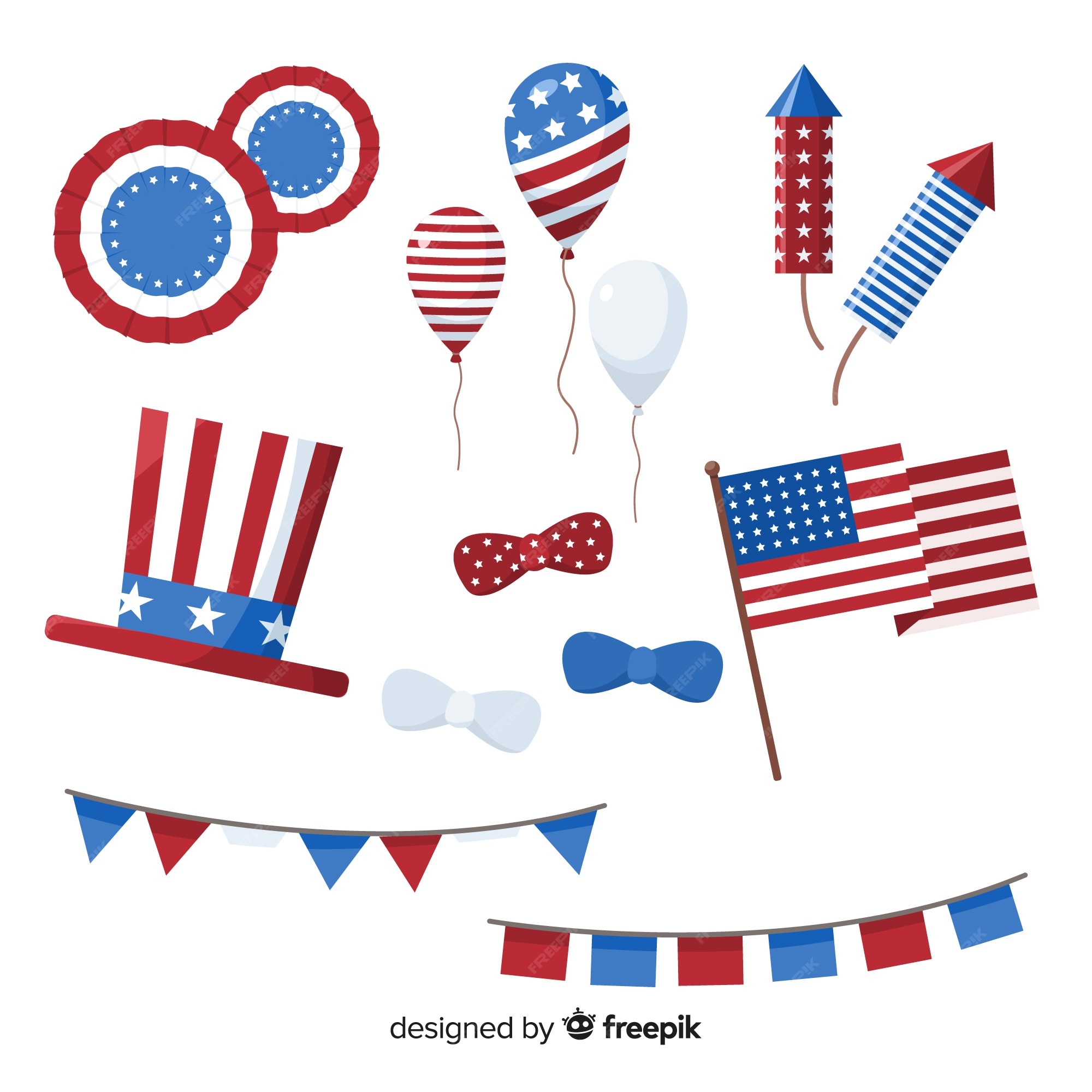 free-vector-fourth-of-july-element-collection