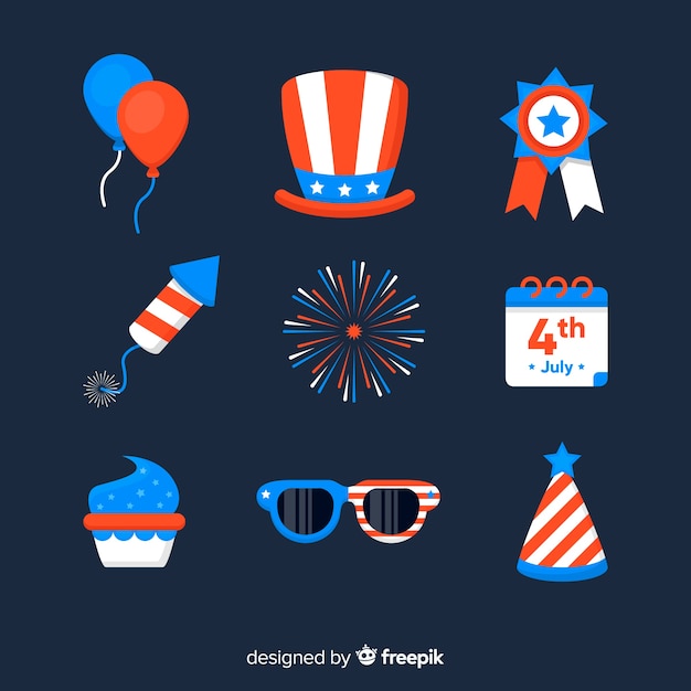 Free Vector | Fourth of july element collection