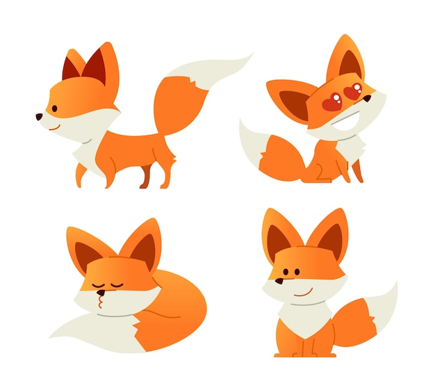 Premium Vector | Fox - modern vector set of flat cartoon animal ...