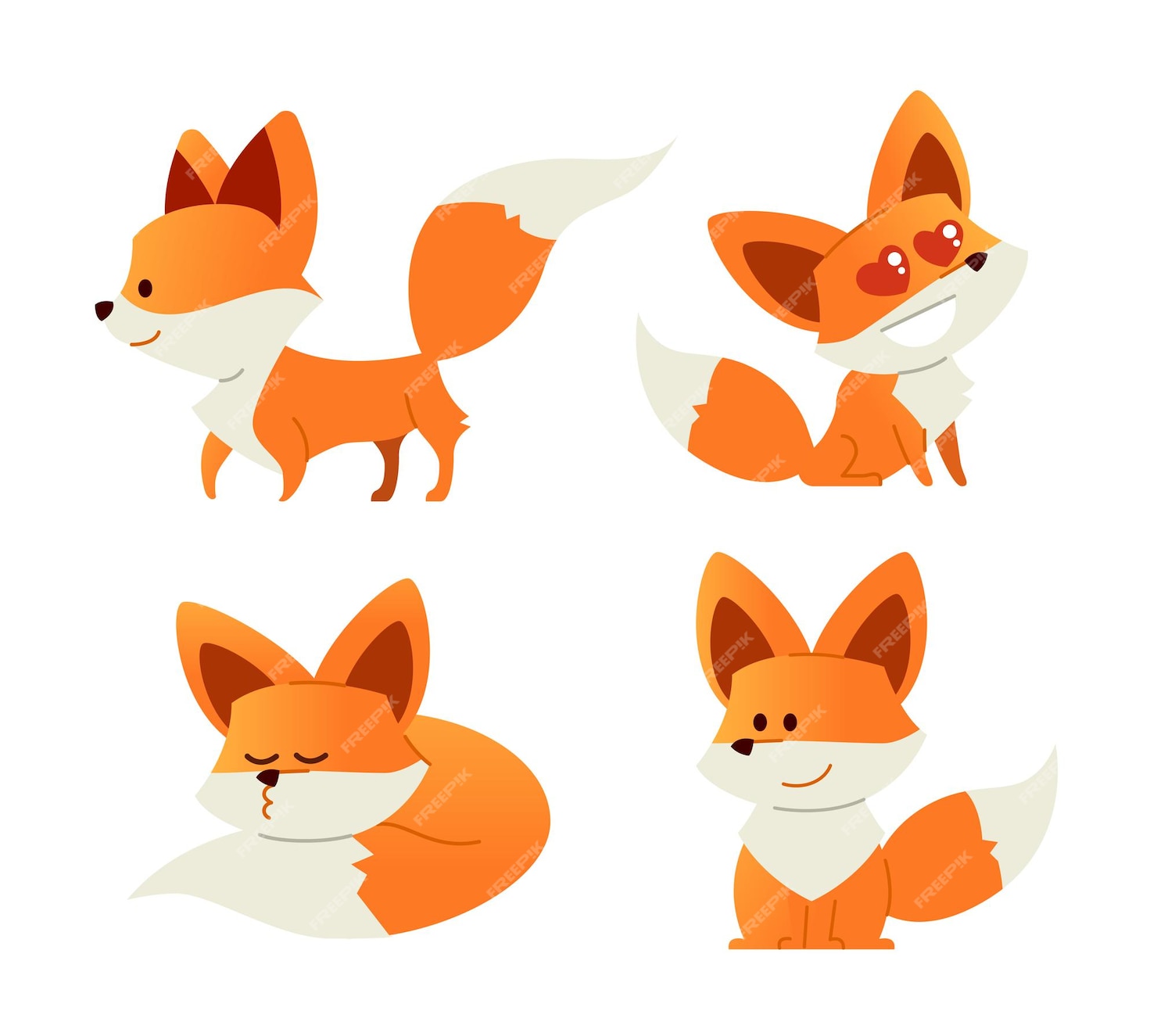 Premium Vector | Fox - modern vector set of flat cartoon animal ...