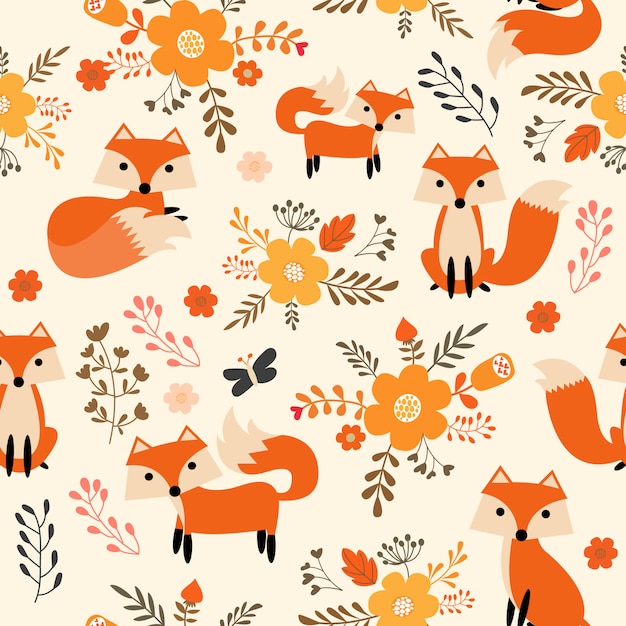 Fox pattern fabric | Premium Vector