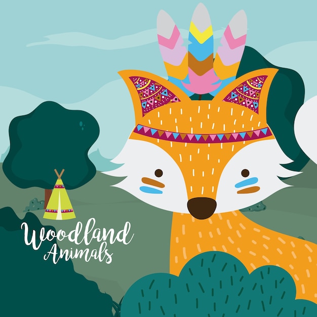 Premium Vector | Fox woodland animals cute cartoons vector