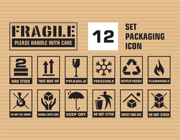 Fragile Symbols On Packaging