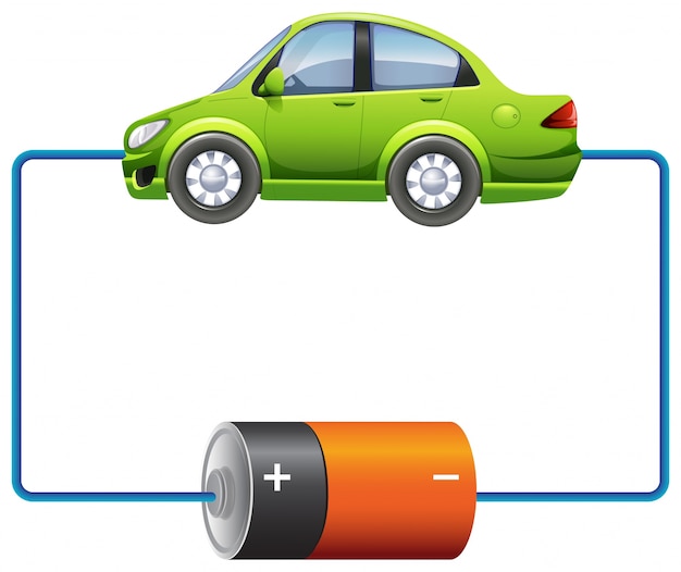 Frame design with car and battery Free Vector Frame design with car and battery Free Vector
