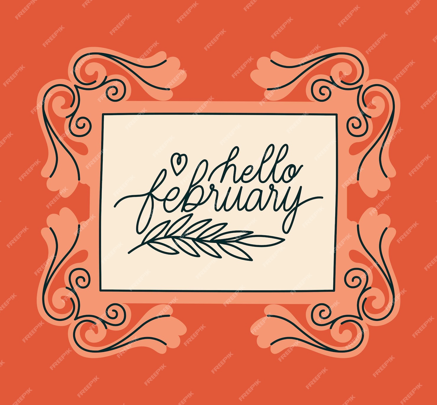 Premium Vector | Frame of hello february