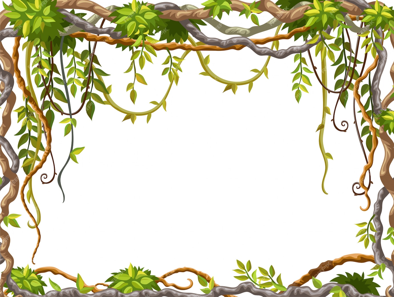 Premium Vector | Frame of liana branches and tropical leaves.