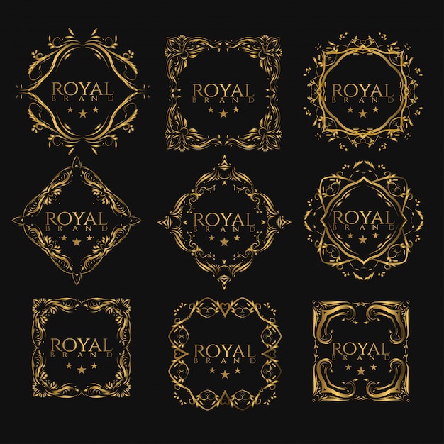 Frame luxury with golden color Premium Vector