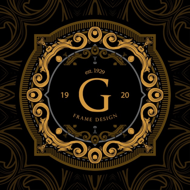 Frame luxury with golden color Premium Vector