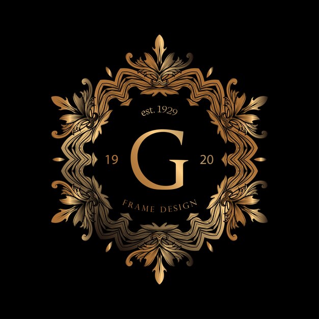 Frame luxury with golden color Premium Vector