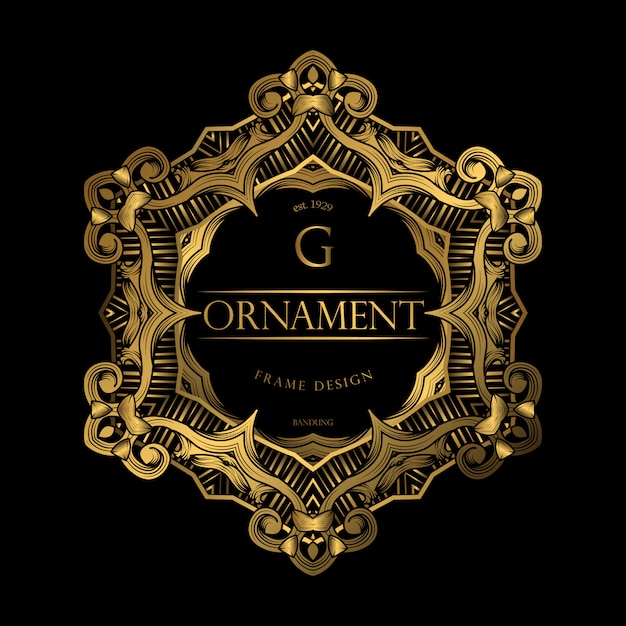 Frame luxury with golden color Premium Vector
