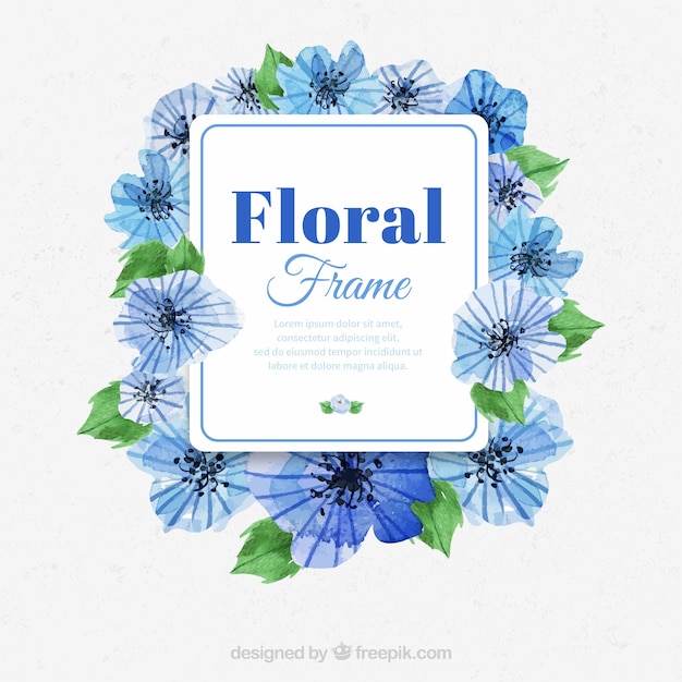 Download Frame of blue watercolor flowers Vector | Free Download