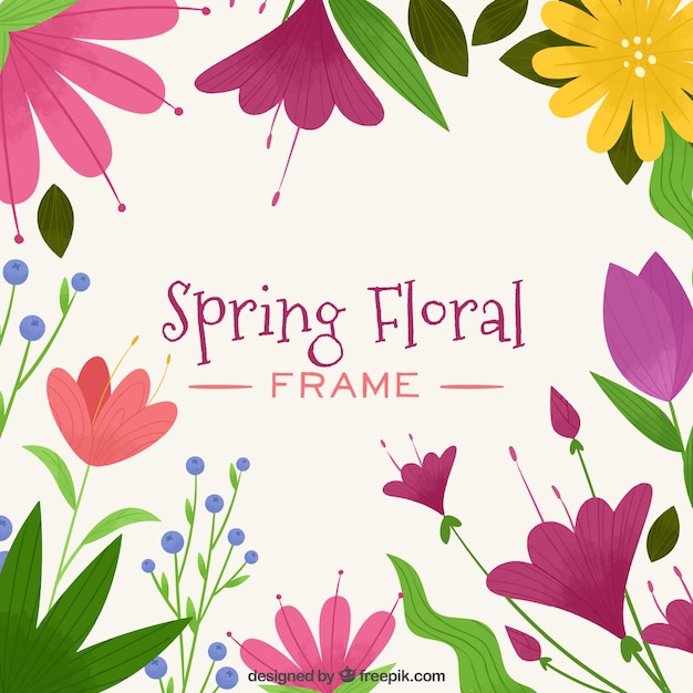 Free Vector | Frame of spring floral with pink colors