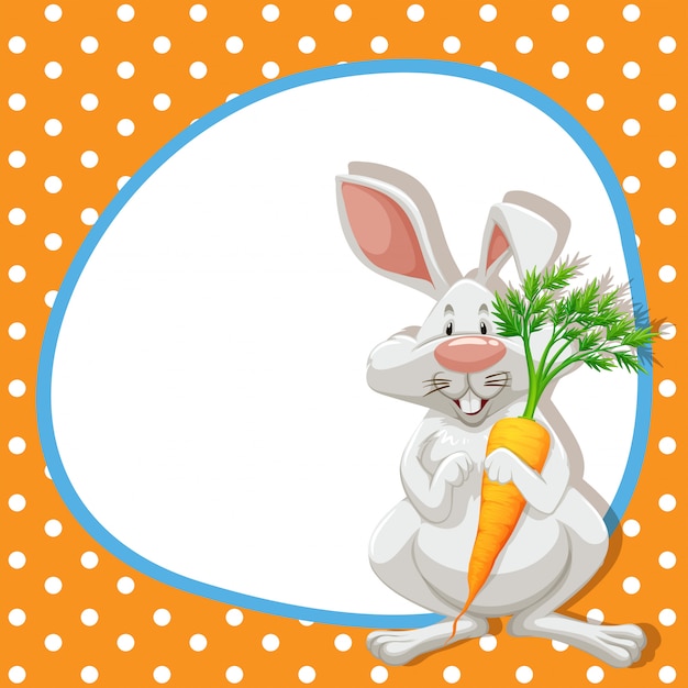 Download Frame with cute rabbit and carrot | Free Vector