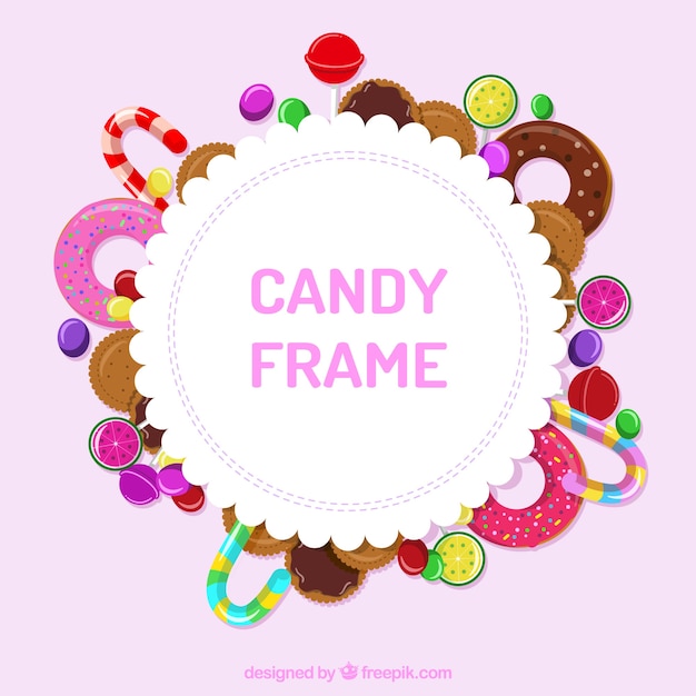 Download Frame with delicious candies | Free Vector