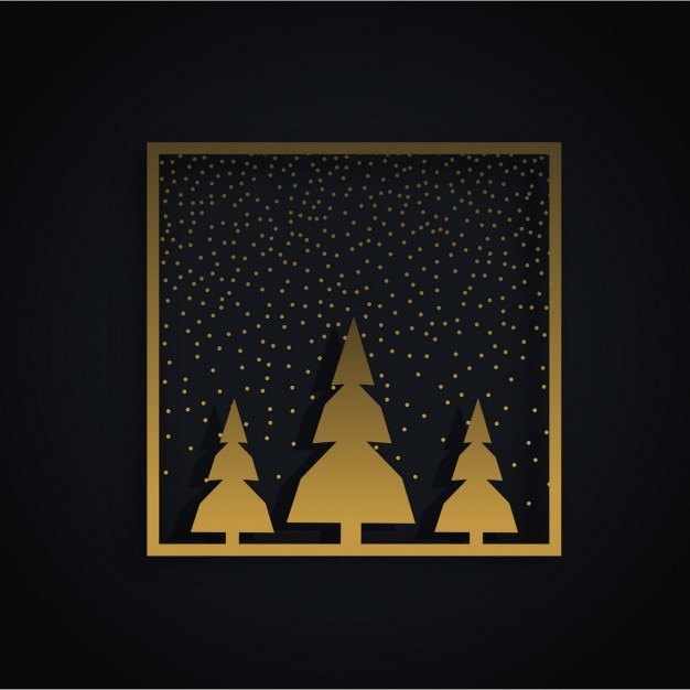 Frame with golden christmas trees