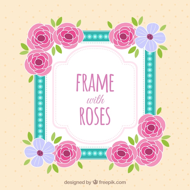 Frame with hand drawn roses