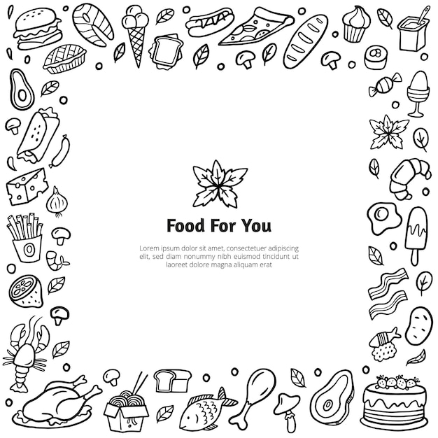 Premium Vector | Frame with handdrawn food