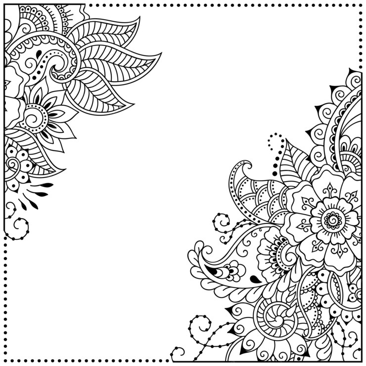 Premium Vector | Frame with stylized flower in mehndi style.