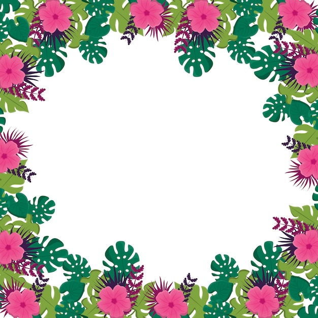 Premium Vector | Frame with tropical flowers