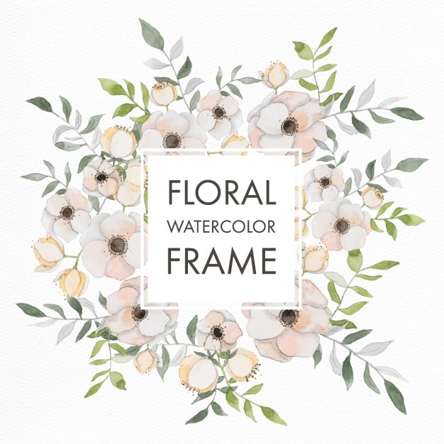 Download Free Vector | Frame with watercolor flowers