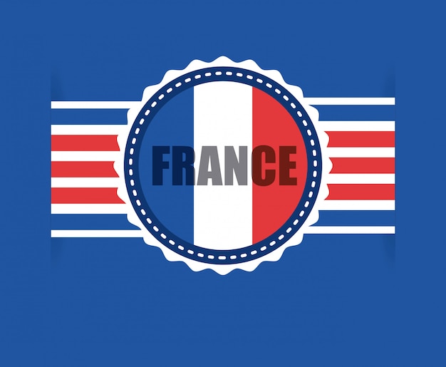 Premium Vector | France emblem with french flag colors