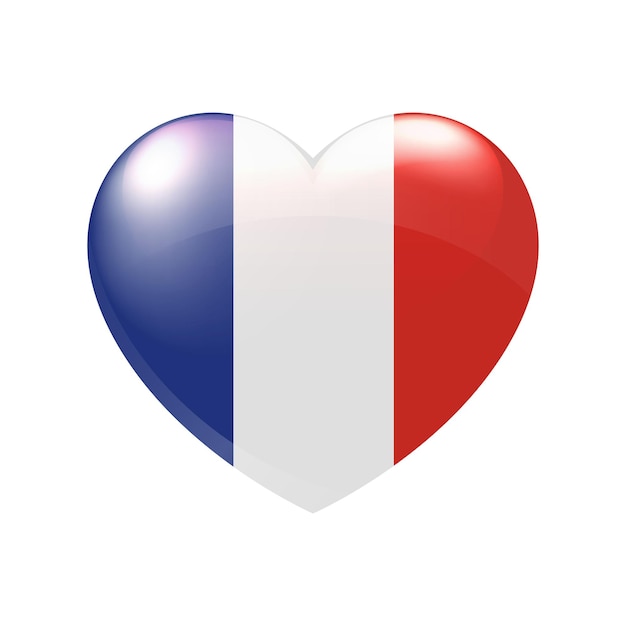 Premium Vector | France flag heart glossy icon. country love symbol ...