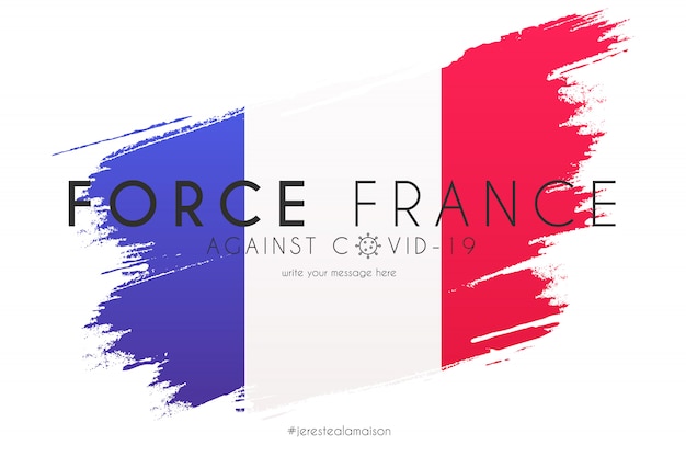 France flag in watercolor splash with support message Free Vector