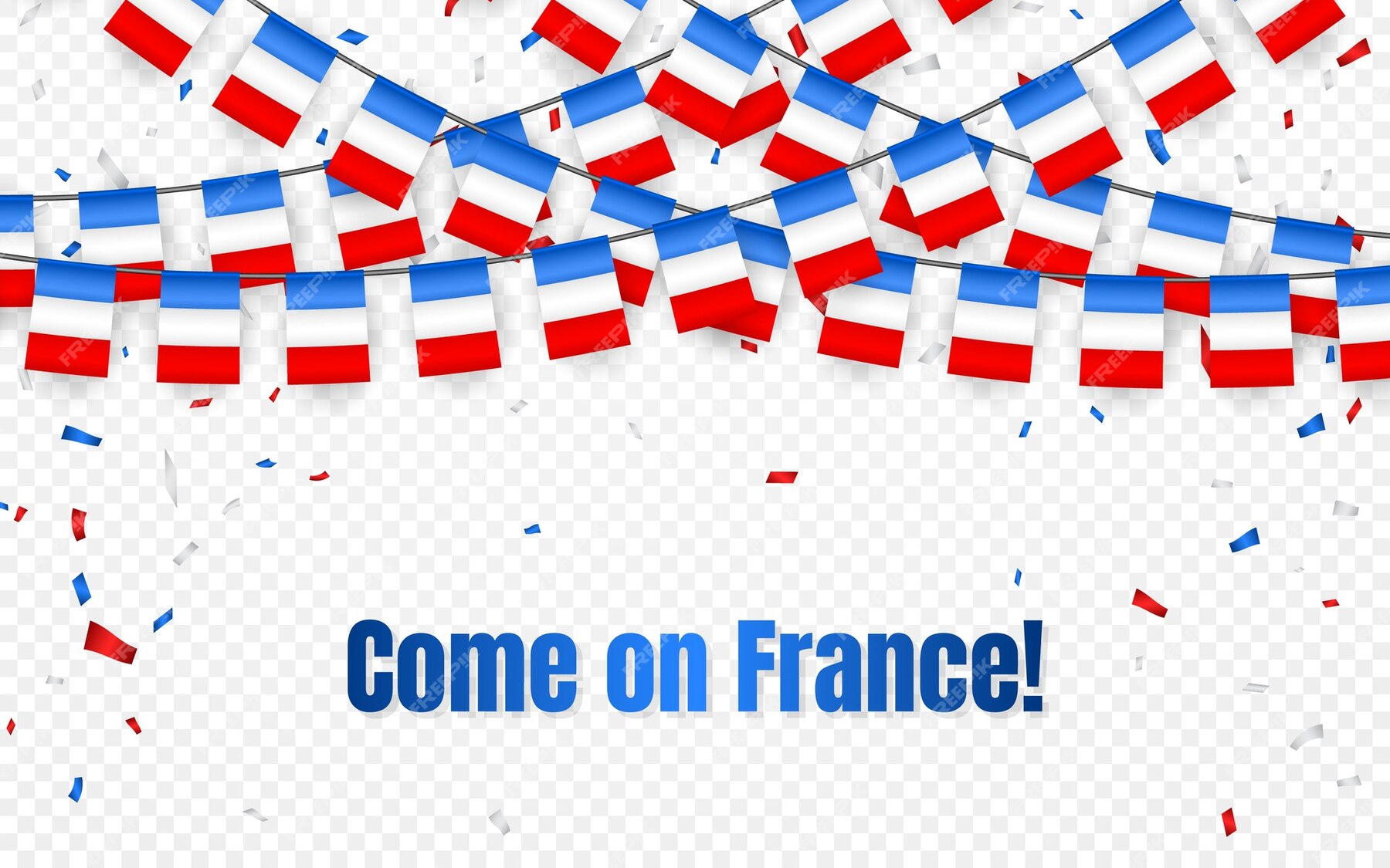 Premium Vector | France garland flag with confetti on transparent ...