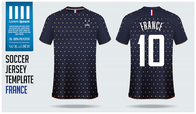 Download France soccer jersey mockup or football kit template. | Premium Vector