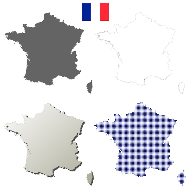 Premium Vector France Vector Outline Map Set