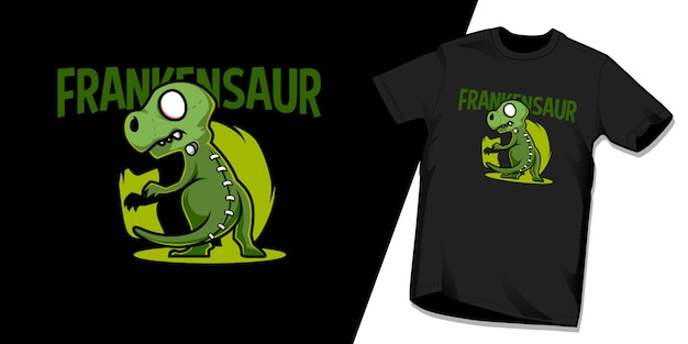 フランケンサウルスtシャツのキャラクターデザインテンプレート プレミアムベクター