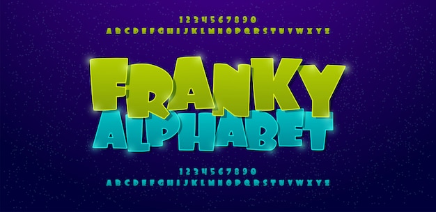 フランキーコミックアルファベットフォント プレミアムベクター