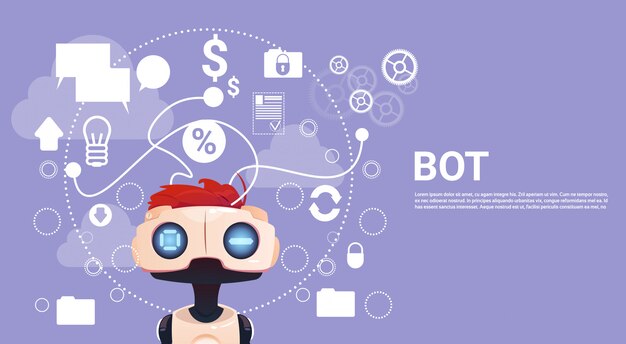 Free chat bot, robot virtual assistance element of website or mobile applications, artificial intell Premium Vector