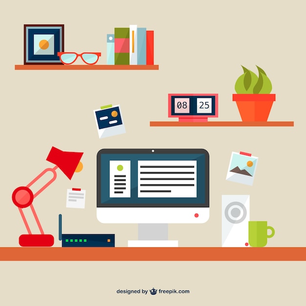 Free flat illustration office space Vector | Free Download