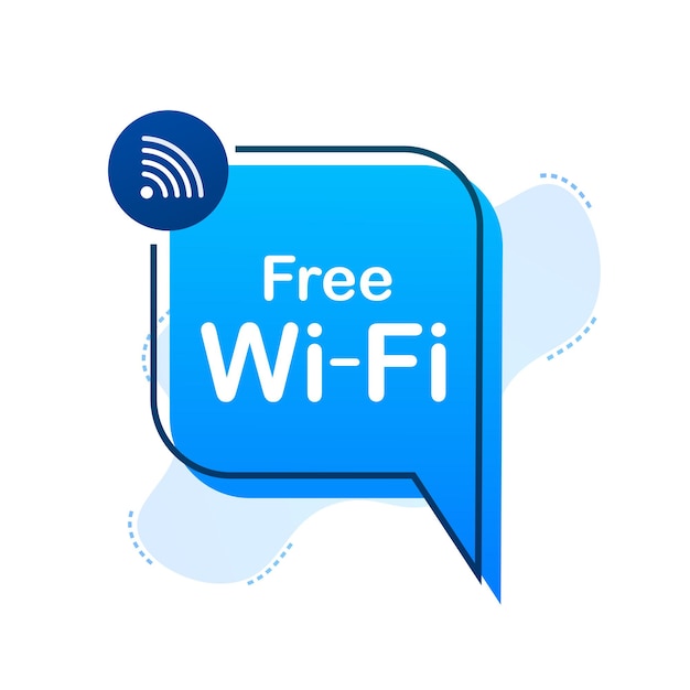 無料のwifiゾーンの青いアイコン ここで無料のwifiサインコンセプト ベクトルストックイラスト プレミアムベクター