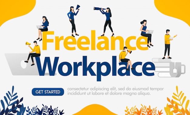 Download Free Freelance Workplace Banner Design Can Also Be For Posters And Use our free logo maker to create a logo and build your brand. Put your logo on business cards, promotional products, or your website for brand visibility.